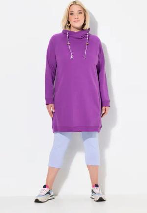 Ulla Popken Jerseykleid Sweatkleid Stehkragen Langarm