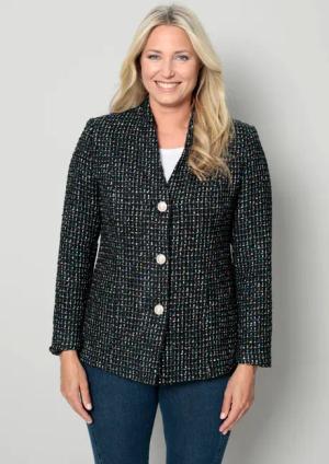 meyermode Blusenblazer Bouclé-Blazer figurumspielend Multicolor-Muster