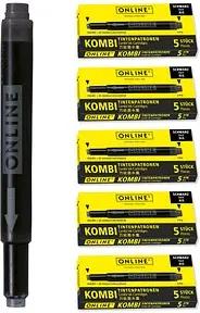 ONLINE® Kombi Tintenpatronen für Füller schwarz 25 St.