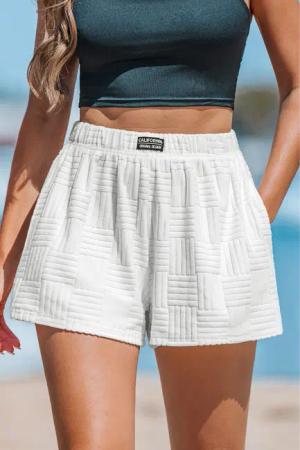 Weiße Elastischer Bund Shorts