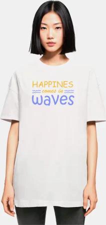 POD Ladies Summer - Happines comes in waves Oversized Boyfriend Tee