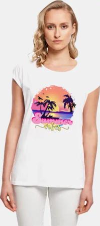 POD Ladies Summer Vibes Sunset Extended Shoulder Tee
