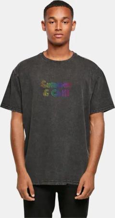 POD Summer And Chill Rainbow Acid Washed Heavy Oversized Tee