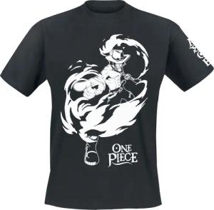 One Piece - Anime T-Shirt - Ace - S bis XXL - für Männer - Größe L - schwarz - Lizenzierter Fanartikel
