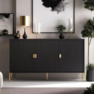 ALLHOUSE24 Kommode GRANDE geriffelte Front gold