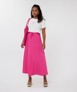 Esqualo Sommerrock Esqualo langer A-Linen-Rock Pink