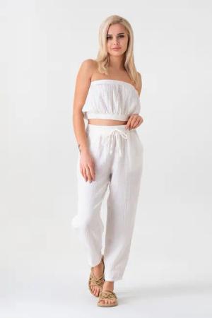 WENOR Schlupfhose Musselin Sommerhose, 100 % Baumwolle,