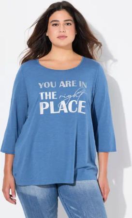Ulla Popken T-Shirt Shirt Metallic-Schriftmotiv A-Linie