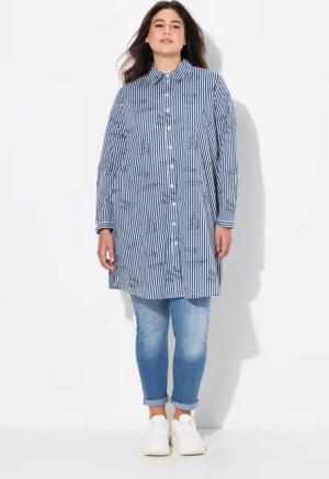Ulla Popken Longbluse Longbluse Streifen Schriftmuster