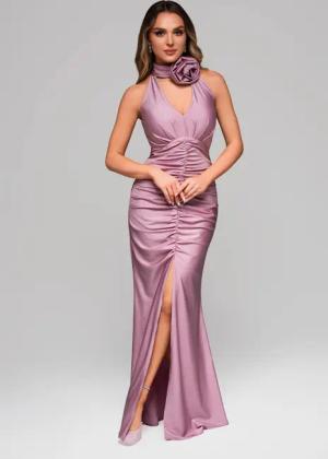 OMBRE Abendkleid Elegantes Maxikleid mit Rosendetail