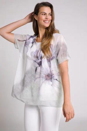 Ulla Popken Longbluse Bluse doppellagig Blüten