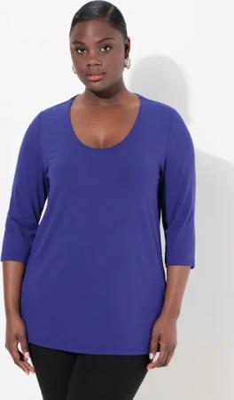 Ulla Popken T-Shirt Shirt tiefer Rundhalsausschnitt