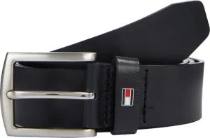 Tommy Hilfiger Ledergürtel "DENTON 3,5", Robuster Ledergürtel mit Flag-Label, silberne Schnalle, verstellbar