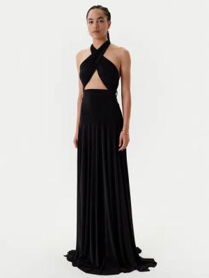 NORMA KAMALI Abendkleid KK1253PLO61001 Schwarz Slim Fit