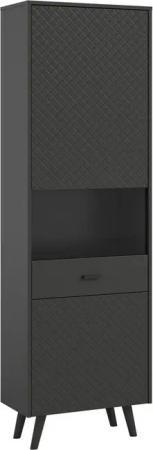 Vitrinenschrank LINEA grau schwarz B/H/T: ca. 58x195x37 cm