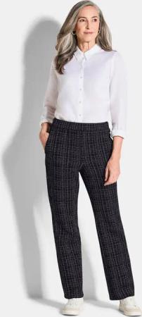 Jerseyhose VERA in Tweed-Optik - schwarz / gemustert - Gr. 54 von Goldner Fashion