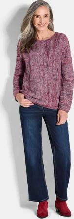 Strickpullover mit Wellenmuster - pink / gemustert - Gr. 48 von Goldner Fashion