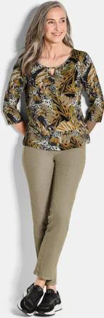 Jersey-Shirt mit Animal Print - honig / gemustert - Gr. 24 von Goldner Fashion