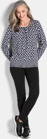 Jersey-Shirt mit grafischem Print - lila / gemustert - Gr. 46 von Goldner Fashion