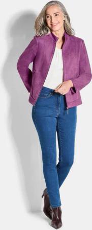 Jacke in Veloursleder-Optik - beere - Gr. 50 von Goldner Fashion