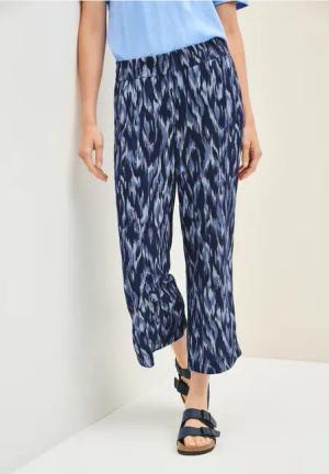 Cecil Damen Gemusterte Wide Leg Hose in Blau, Gr: XXXL
