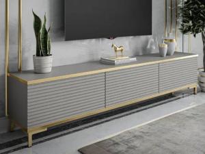 ALLHOUSE24 TV-Schrank RIVERA geriffelte Fronten goldene