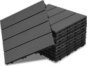 Clanmacy Holzfliesen WPC-Terrassenfliesen mit Drainagensystem Holzdielenoptik
