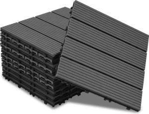 Clanmacy Holzfliesen WPC-Terrassenfliesen mit Drainagensystem Holzdielenoptik