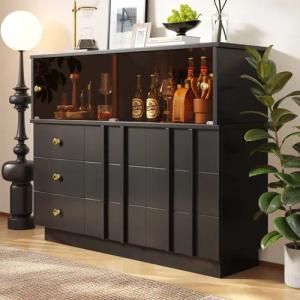 Celya Sideboard Küchenschrank,Sideboard Glastüren,Aufbewahrungsschrank,Buffetschrank, für Küche,Esszimmer
