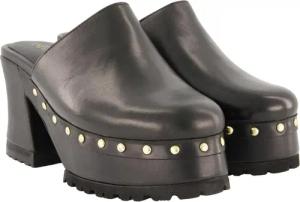 Studio Untold Leder-Clogs echtes Leder goldene