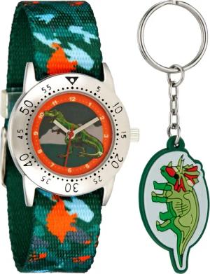 Quarzuhr Kinderarmbanduhr mit Textilarmband und Schlüsselanhänger,