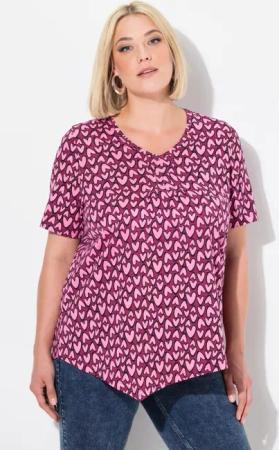 Ulla Popken T-Shirt T-Shirt Herzen Zipfelsaum