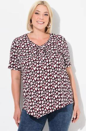 Ulla Popken T-Shirt T-Shirt Herzen Zipfelsaum