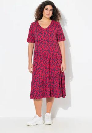 Ulla Popken Midikleid Jerseykleid Volants A-Linie