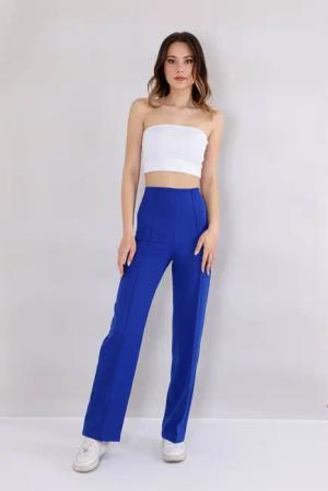 fashionshowcase Bootcuthose Damen Hose Hochtailliert Krepphose