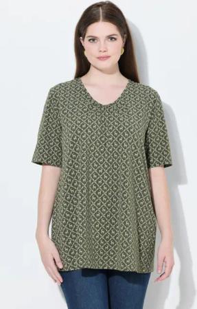 Ulla Popken T-Shirt T-Shirt Trachtenmuster A-Linie