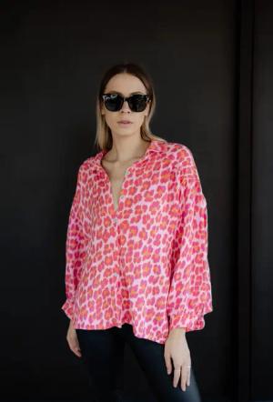von Herzen Langarmbluse Kurze Musselinbluse "Pink