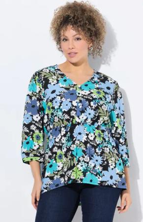 Ulla Popken Longbluse Bluse Blüten A-Linie