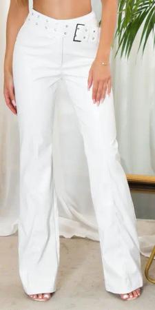Koucla Treggings Damenhose Wetlook mit Schnalle,
