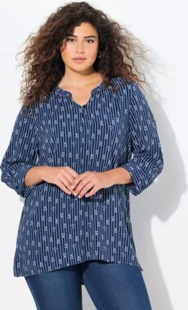 Ulla Popken Tunika Tunika Tunika-Ausschnitt 3/4-Arm