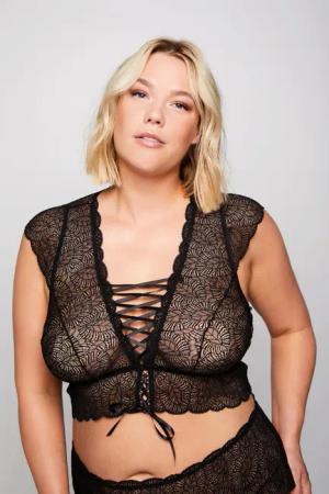 Ulla Popken Bustier BH-Top Kurzarm Schnürung