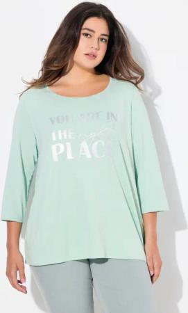 Ulla Popken T-Shirt Shirt Metallic-Schriftmotiv A-Linie