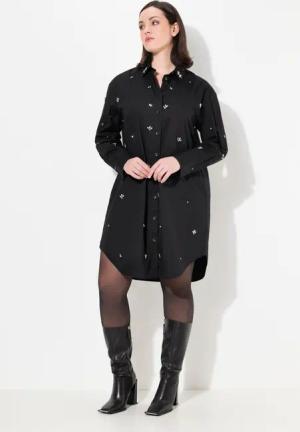 Ulla Popken Hemdbluse Hemdbluse Ziersteine Oversized