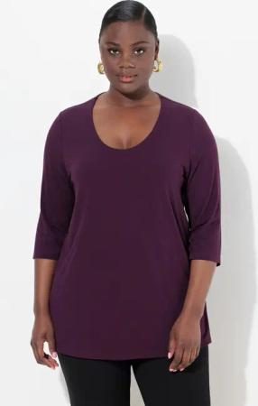 Ulla Popken T-Shirt Shirt tiefer Rundhalsausschnitt