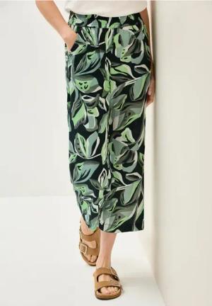Cecil Damen Gemusterte Wide Leg Hose in Grün, Gr: XXL