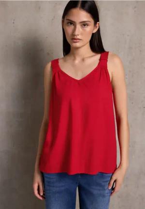 Street One Studio Frauen Blusentop mit Knotendetail in Rot, Gr: 34
