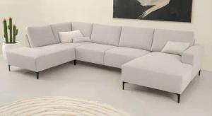 Home affaire Wohnlandschaft "Tournon U-Form, XXL Sofa, Breite 333 cm, Webstoff, Chenille", Designsofa im nordischen Stil, Wellenunterfederung, Metallfüße