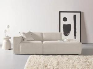 andas 2-Sitzer "Noord mit Kedernaht, Breite 227 cm", Cord, Struktur, Webstoff, mit Wellenunterfederung, Massivholzrahmen