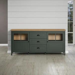 Home affaire Sideboard "Vienna", (1 St.), Kommode im Landhausstil - Beleuchtung, Glastüren - B/T/H 185/45/86 cm