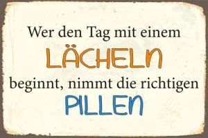 queence Metallbild "Lächeln", Sprüche-Schriftzug-Sprüche-Sprüche & Texte-Motivationsbilder, (1 St.), Stahlschild, Blechschild, Sprüche, Texte, witzig